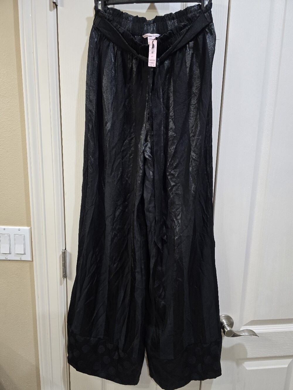 Victoria's Secret Black Maxi Wide-Leg Satin Skirt